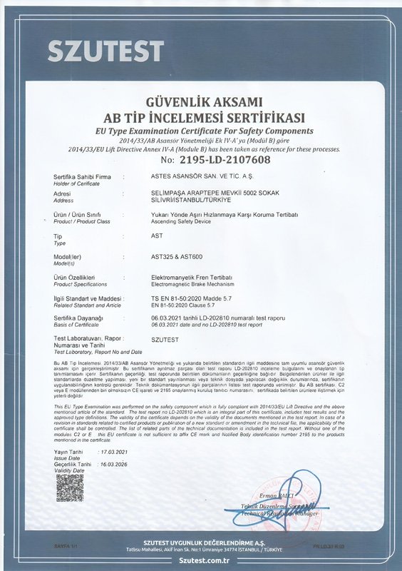 ASTES MAKİNA BELGELERİ