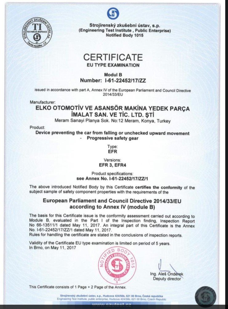 CERTIFICAT DE SÉCURITÉ ELKO